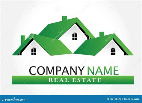 Green Houses Real Estate Logo Vector Image Stock Vector Illustration