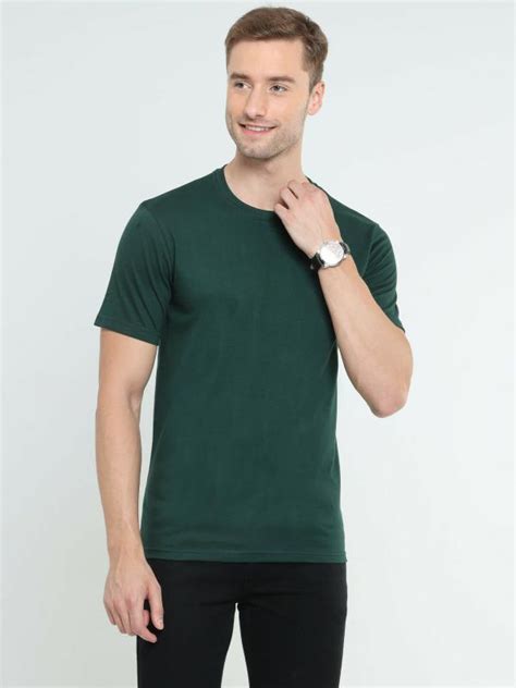 Recast Men Green Solid Pure Cotton Round Neck T Shirt S Jiomart