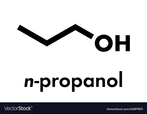 Propanol n-propanol solvent molecule skeletal Vector Image