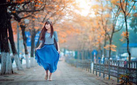 Wallpaper Asian Girl Skirt Walk City 2560x1600 Wallup 1017108