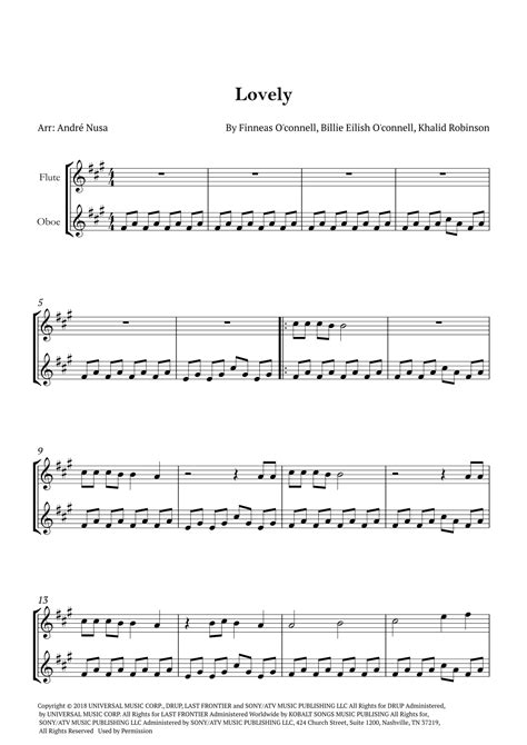 Lovely Sheet Music Billie Eilish Feat Khalid Instrumental Duet