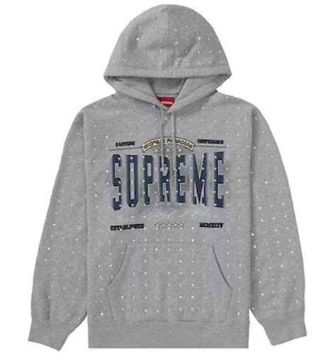 Supreme Heather Grey Rhinestone Hoodie Whats On The Star