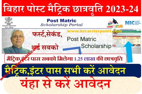 Bihar Post Matric Scholarship 2023 24 A R Carrier Point