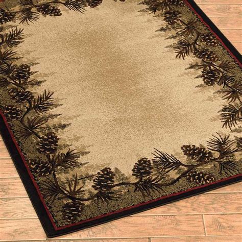 Living Room Wonderful Pinecone Pine Cone Forest Border Cabin Area Rug 4