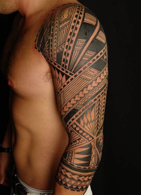 Full Sleeve Polynesian Tribal Art-form Tattoo Design