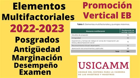 Elementos Multifactoriales Promoci N Vertical Eb Qu Puntaje Nos