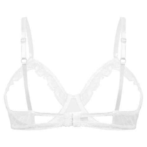 De Damen Transparent Spitze B Gel Bh Offene Br Ste Bra Bralette Push Up