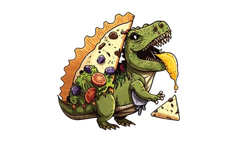 Dinosaur Eating a Pizza Vector Graphic by BreakingDots · Creative Fabrica