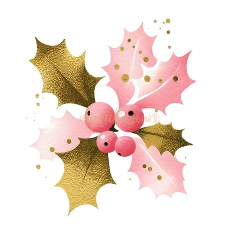 Watercolor Christmas Holly Clip Art, Holly Clipart, Boughs of Holly Png ...