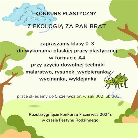 Konkurs Plastyczny Z Ekologi Za Pan Brat Szko A Podstawowa Nr Im