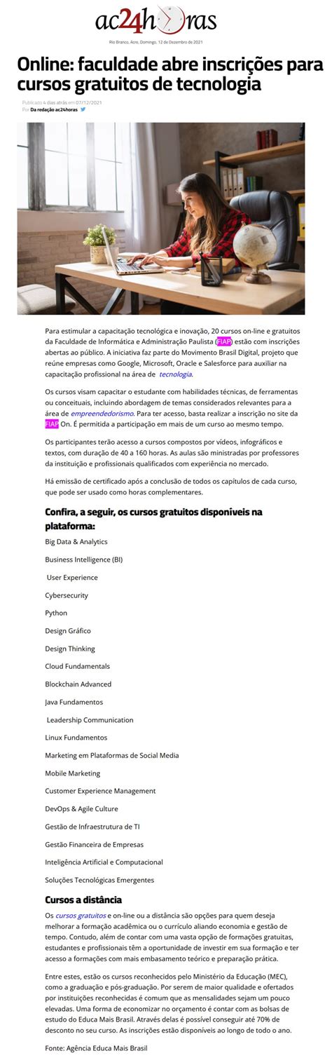 Ac Horas Not Cias Online Faculdade Abre Inscri Es Para Cursos