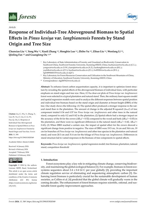 Pdf Response Of Individual Tree Aboveground Biomass To Spatial