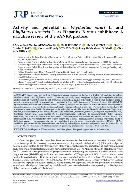 PDF Activity And Potential Of Phyllantus Niruri L And Phyllantus