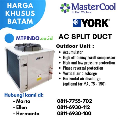 AC SPLIT DUCT YORK 7 5 PK MASTERCOOL BATAM