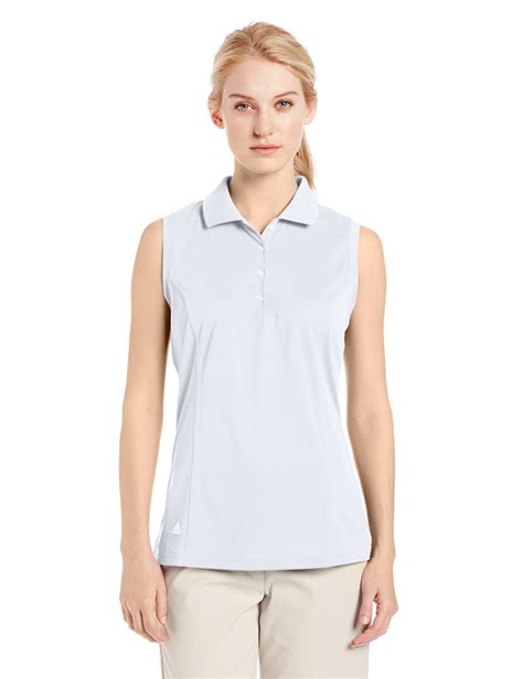 Adidas Womens Puremotion Solid Sleeveless Golf Polo Shirts