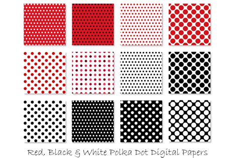 Red Polka Dot Digital Paper Red Black Polka Dot Backgrounds By