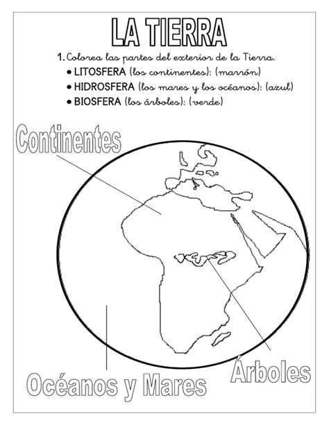 1colorea Las Partes Del Exterior De La Tierra Litosfera Los