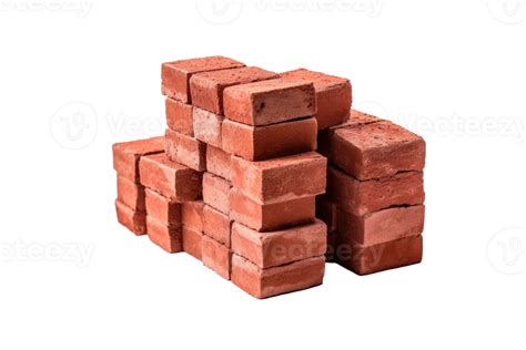 Ai Generated Pile Of Red Bricks Isolated On White Background Stacked Red Bricks For Building