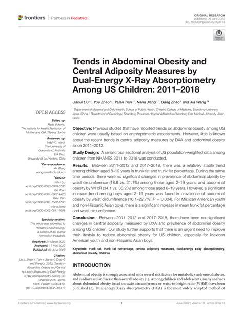 Pdf Trends In Abdominal Obesity And Central Adiposity Measures By