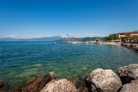 Lake Garda With The Small Port Of Cisano Di Bardolino Tourist Resort