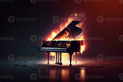 piano on fire shiny dark backdrop , 24623954 Stock Photo at Vecteezy