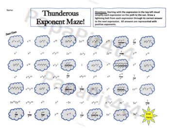 Thunderous Exponent Properties Review Maze By PapaPit4t4 Resources