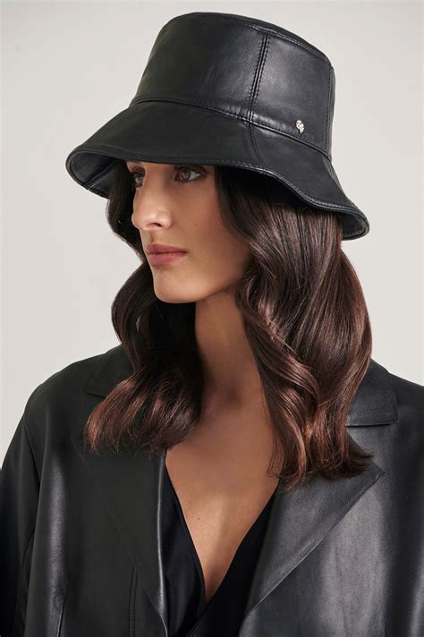 Helen Kaminski Whitney Black Leather Bucket Hat Shoebedoo