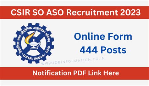 CSIR SO ASO Recruitment 2023 Notice PDF Out Online Apply For 444 SO