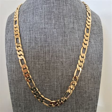 Mens Gold Chain Necklace Thick Figaro Gold Chain Large Etsy