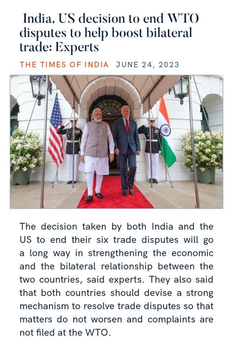 2024 On Twitter India US Decision To End WTO Disputes To Help Boost