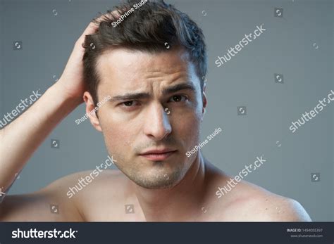 Handsome Man Naked Shoulders Hairstyle Health Stock Photo Shutterstock