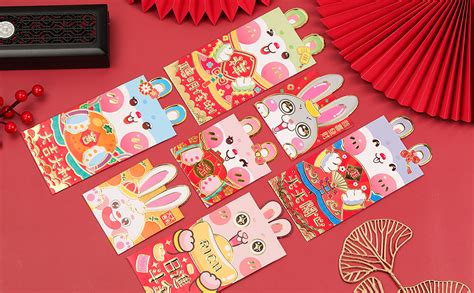 48pcs Chinese New Year Red Envelopes 2023 Rabbit Lucky