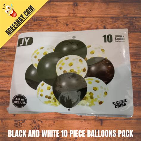 Black And White Birthday Theme Helium Balloons 10 Piece Pack | Areeshay ...