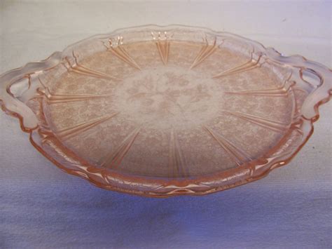 Pink Depression Glass Cake Plate Or Platter By Fabvintageestates