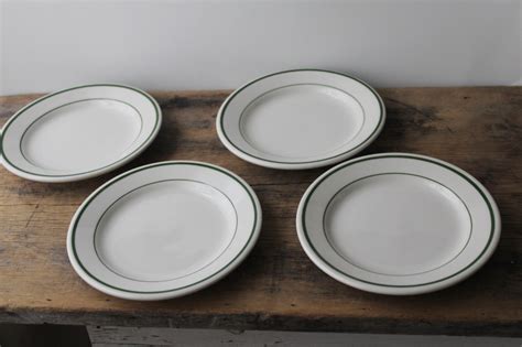 Vintage Buffalo China Ironstone Restaurant Ware Green Band Plates