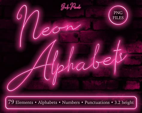 Neon Letters Clipart Pink Neon Alphabet Clipart Digital Neon Etsy