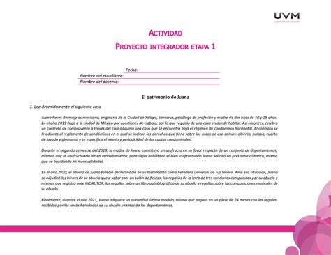 A3 Proyecto Integrador ACTIVIDAD PROYECTO INTEGRADOR ETAPA 1 Fecha