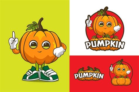 Premium Vector Pumpkin Cartoon Mascot Logo Template