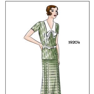 1920s Flapper Pussy Bow Afternoon Dress Ready Printed Pattern Etsy