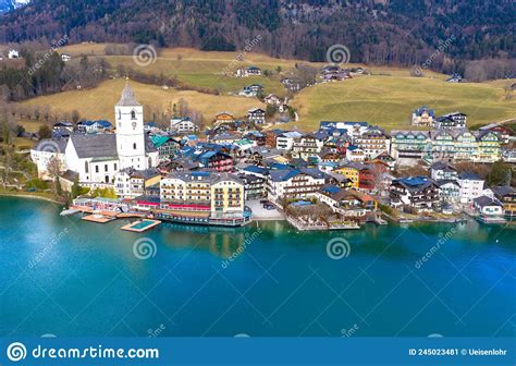 Drone Photography Of St Wolfgang Famous Mountain Village On The Shore