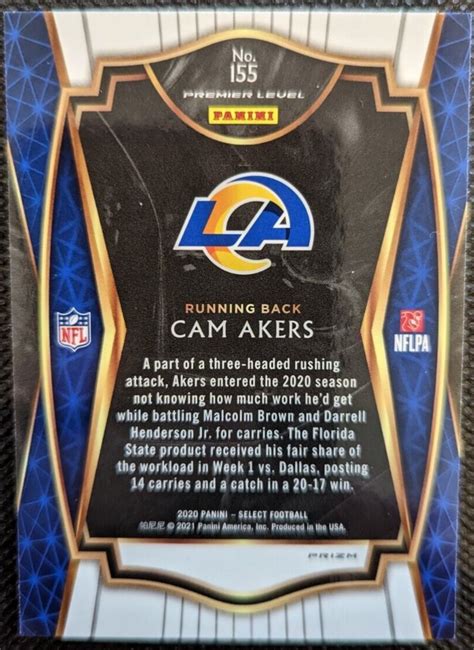 2020 Panini Select CAM AKERS RC 155 Premier Level Silver Los Angeles