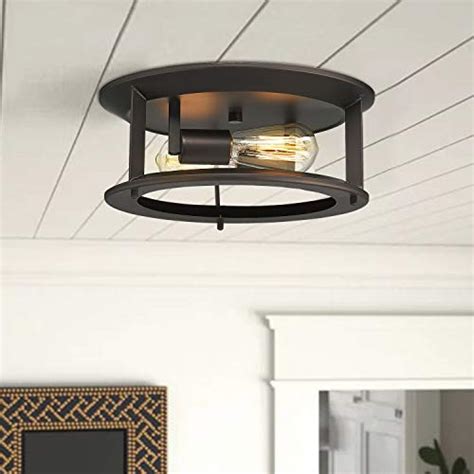 Emliviar Industrial Ceiling Light Vintage 2 Light Flush Mount Ceiling