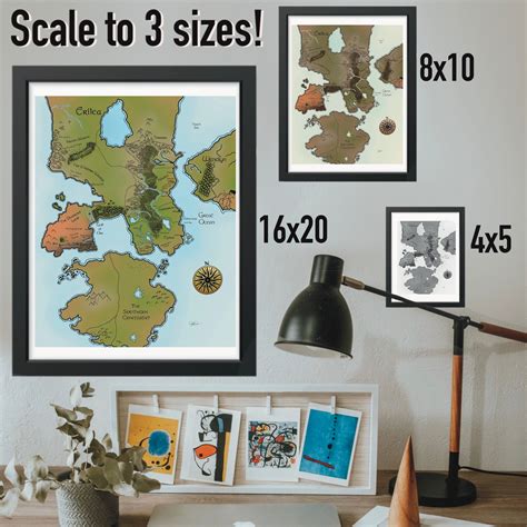 Digital Map of Erilea, Throne of Glass Art, Printable Wall Decor, 16x20 ...