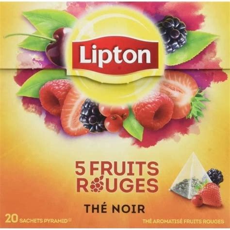 LIPTON LOT DE 5 LIPTON Thé Noir aux 5 Fruits Rouges boite de