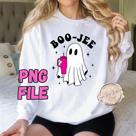 Boujee Ghost Png Boo Jee Ghost With Cup Png Retro Halloween Png File