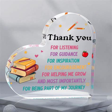 Teacher Gifts For Women Kaayee Heart Shaped Acrylic Plaque Gifts For