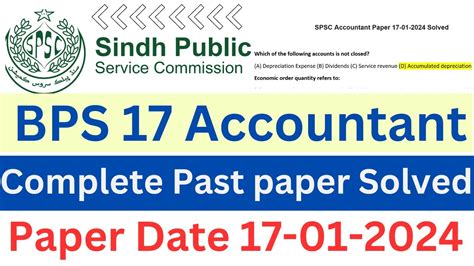 SPSC BPS 17 Accountant Past Paper Solved Comprehensive Guide