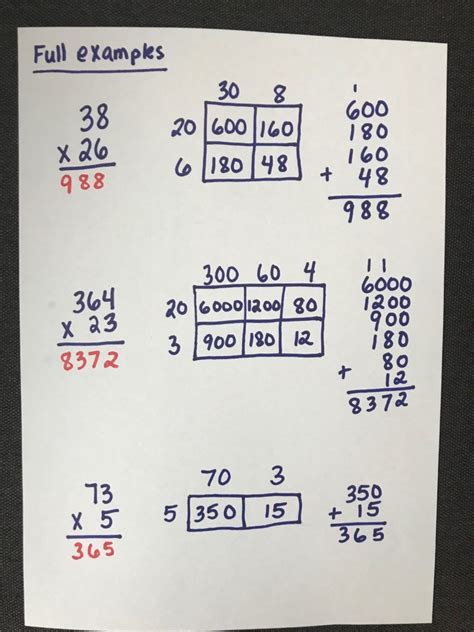 Printable Box Method Multiplication Worksheet