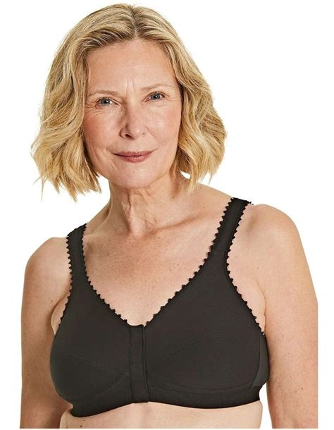 Royce Lingerie Comfi Cotton Wirefree Front Open Bra In Black MYER