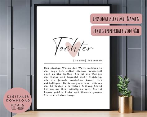 Poster Definition Tochter Zum Ausdrucken Geschenk Tochter Geschenk